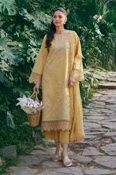 GARNET-3PC LAWN EMBROIDERED SHIRT WITH ORGANZA EMB EMBROIDERED DUPATTA AND TROUSER-W.J-4831