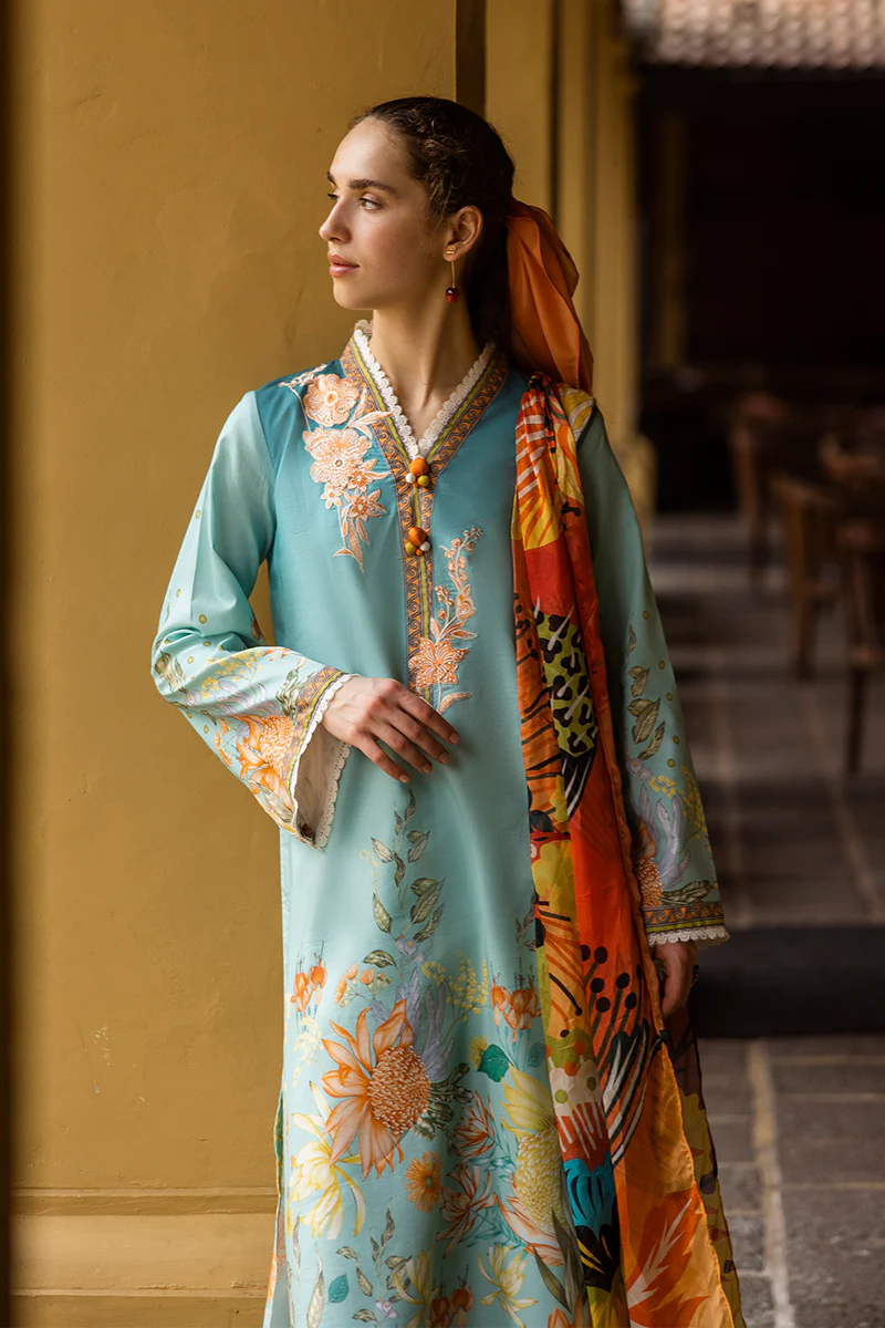 MUSHQ-3PC LAWN PRINTED SHIRT WITH CHIFFON PRINT DUPATTA AND PRINT TROUSER-W.J-1683