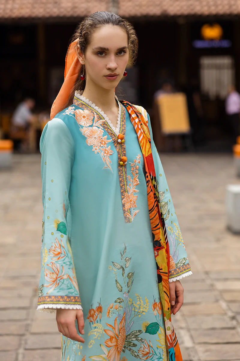 MUSHQ-3PC LAWN PRINTED SHIRT WITH CHIFFON PRINT DUPATTA AND PRINT TROUSER-W.J-1683