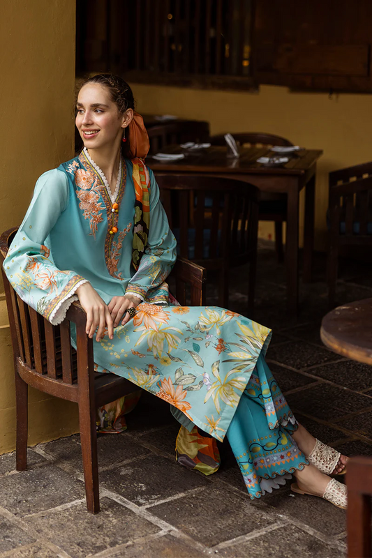 MUSHQ-3PC LAWN PRINTED SHIRT WITH CHIFFON PRINT DUPATTA AND PRINT TROUSER-W.J-1683