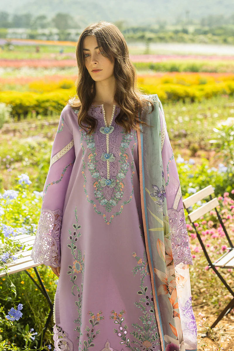 MUSHQ-3PC DHANAK EMBROIDERED SHIRT WITH COUTRAI WOOL PRINTED SHAWL AND TROUSER -W.J-1800