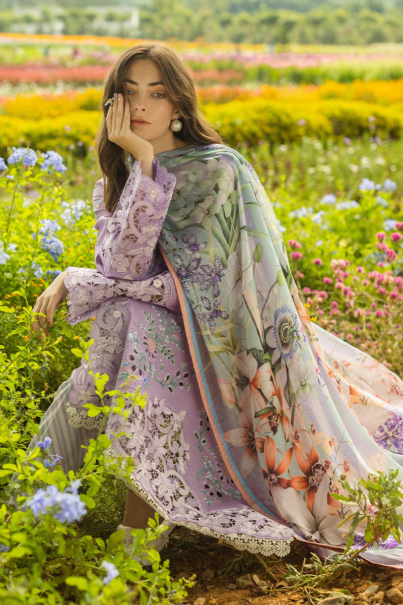 MUSHQ-3PC DHANAK EMBROIDERED SHIRT WITH COUTRAI WOOL PRINTED SHAWL AND TROUSER -W.J-1800