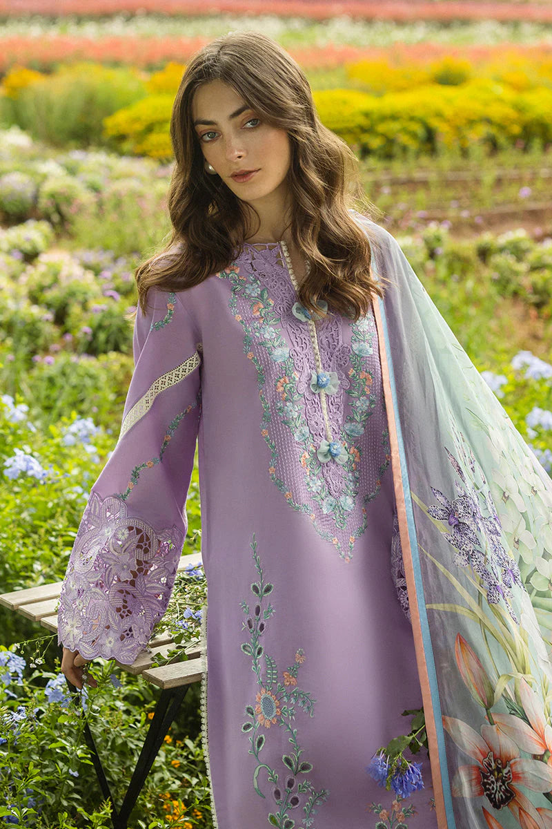 MUSHQ-3PC DHANAK EMBROIDERED SHIRT WITH COUTRAI WOOL PRINTED SHAWL AND TROUSER -W.J-1800