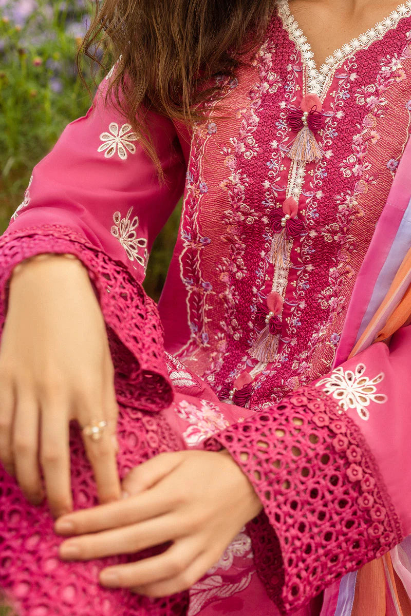 MUSHQ-3PC LAWN EMBROIDERED SHIRT WITH CHIFFON PRINT DUPATTA & TROUSER-W.J-1722