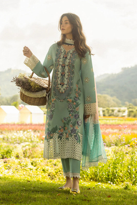 MUSHQ-3PC LAWN EMBROIDERED SHIRT WITH MONARK PRINT DUPATTA AND TROUSER-W.J-1706