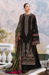 HUSSAIN REHAR-3PC DHANAK EMBROIDERED SHIRT WITH COURTRAI PRINTED SHAWL AND TROUSER-W.J-4261