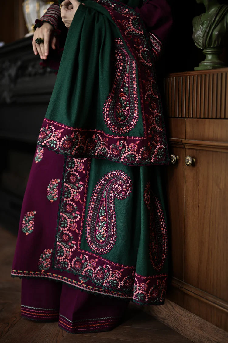 BATIK-3PC KARANDI EMBROIDERED SHIRT WITH DHANAK EMBROIDERED SHAWL AND TROUSER-W.J-2035
