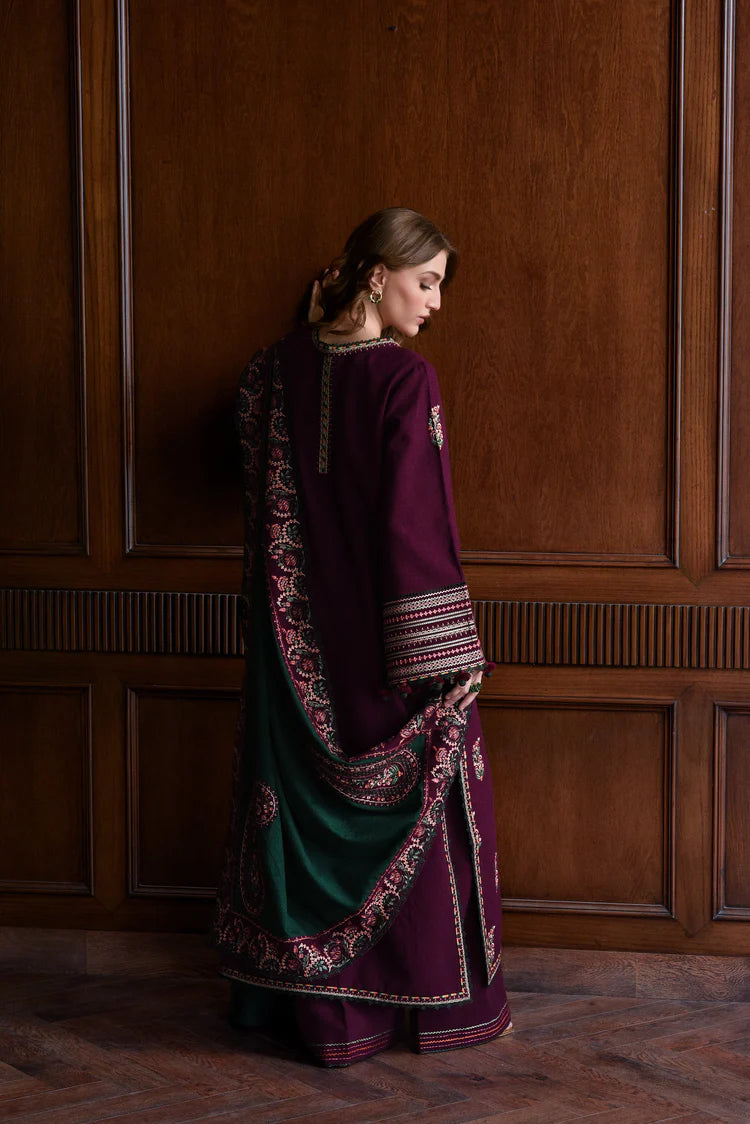 BATIK-3PC KARANDI EMBROIDERED SHIRT WITH DHANAK EMBROIDERED SHAWL AND TROUSER-W.J-2035