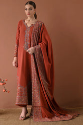 BATIK-3PC DHANAK EMBROIDERED SHIRT WITH DHANAK EMBROIDERED SHAWL AND TROUSER-W.J-4313