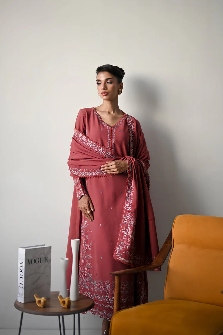 BATIK-3PC DHANAK EMBROIDERED SHIRT WITH DHANAK EMBROIDERED SHAWL AND TROUSER-W.J-2021