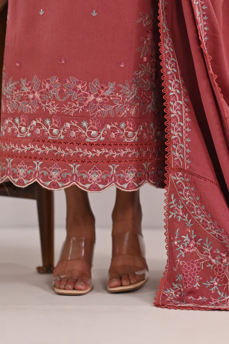 BATIK-3PC DHANAK EMBROIDERED SHIRT WITH DHANAK EMBROIDERED SHAWL AND TROUSER-W.J-2021