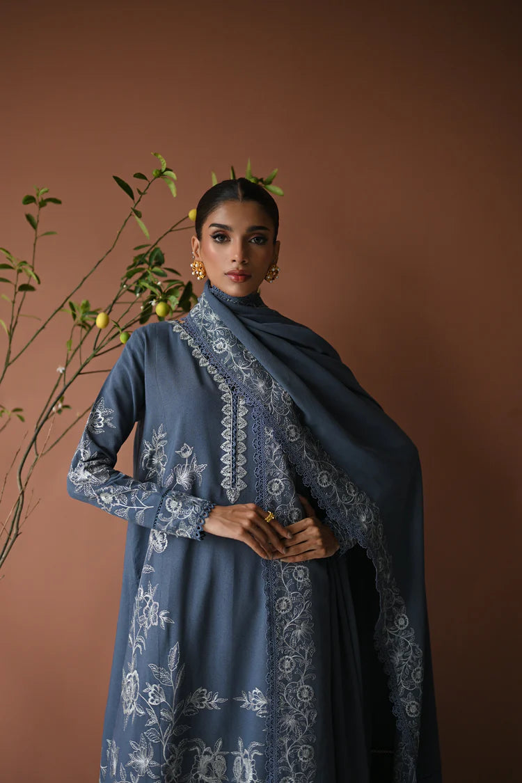 BATIK-3PC DHANAK EMBROIDERED SHIRT WITH DHANAK EMBROIDERED SHAWL AND TROUSER-W.J-2022