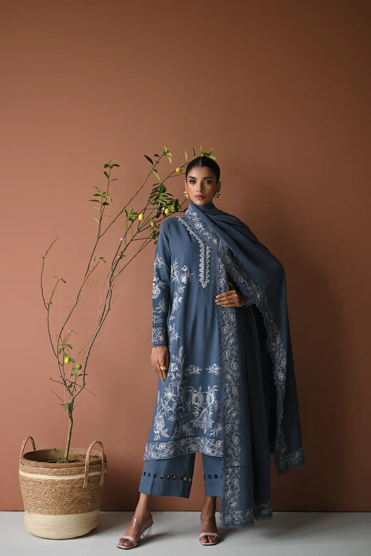 BATIK-3PC DHANAK EMBROIDERED SHIRT WITH DHANAK EMBROIDERED SHAWL AND TROUSER-W.J-2022