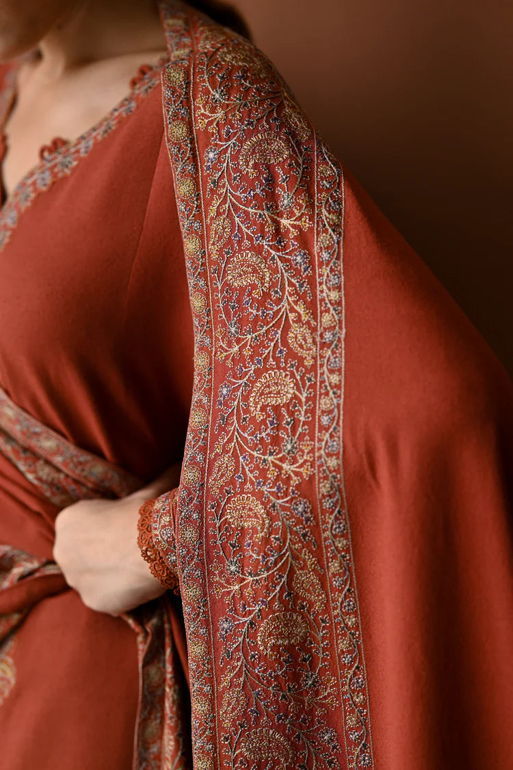 BATIK-3PC DHANAK EMBROIDERED SHIRT WITH DHANAK EMBROIDERED SHAWL AND TROUSER-W.J-2005