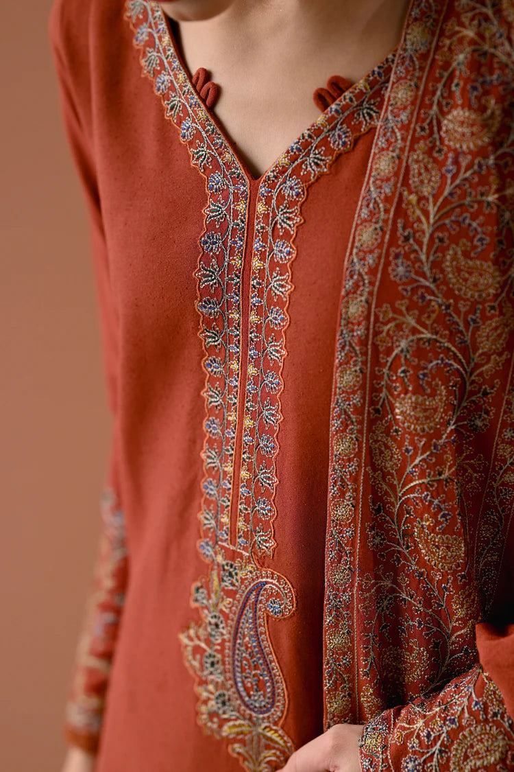 BATIK-3PC DHANAK EMBROIDERED SHIRT WITH DHANAK EMBROIDERED SHAWL AND TROUSER-W.J-2005