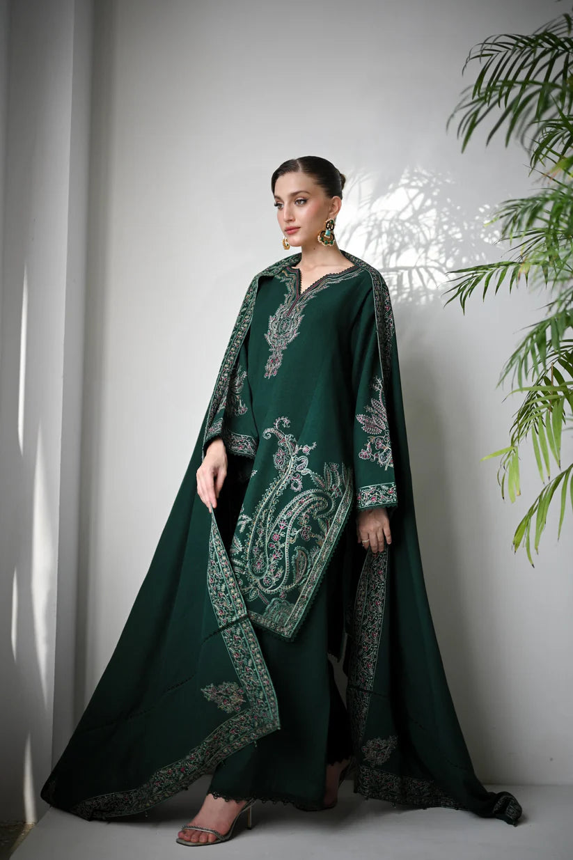 BATIK-3PC DHANAK EMBROIDERED SHIRT WITH DHANAK EMBROIDERED SHAWL & TROUSER-W.J-1826