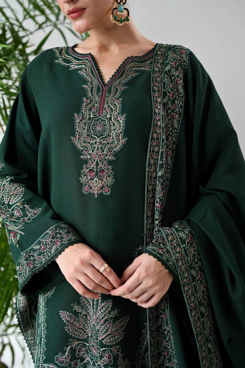 BATIK-3PC DHANAK EMBROIDERED SHIRT WITH DHANAK EMBROIDERED SHAWL & TROUSER-W.J-1826