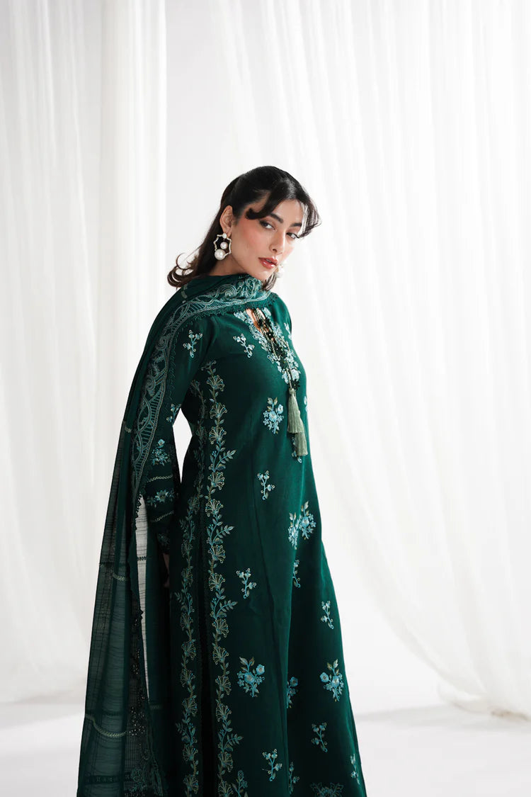 GARNET-3PC DHANAK EMBROIDERED SHIRT WITH DHANAK EMBROIDERED SHAWL & TROUSER-W.J-2004