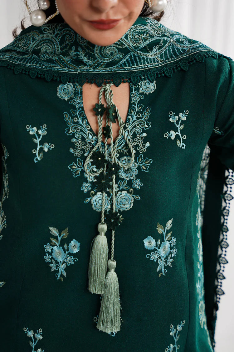 GARNET-3PC DHANAK EMBROIDERED SHIRT WITH DHANAK EMBROIDERED SHAWL & TROUSER-W.J-2004