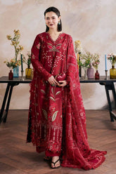 MARYAM HUSSAIN-3PC DHANAK EMBROIDERED SHIRT WITH DHANAK EMB SHAWL AND TROUSER-W.J-5168