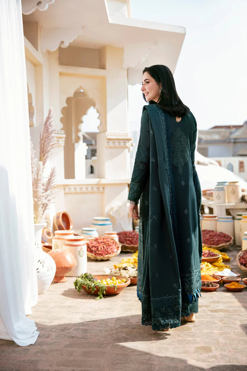 FLORENT-3PC DHANAK EMBROIDERED SHIRT WITH DHANAK EMBROIDERED SHAWL & TROUSER-W.J-1809