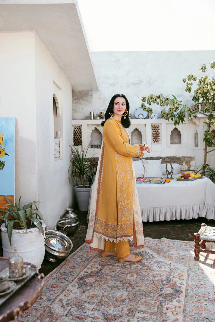 FLORENT-3PC DHANAK EMBROIDERED SHIRT WITH DHANAK EMBROIDERED SHAWL AND TROUSER -W.J-1788