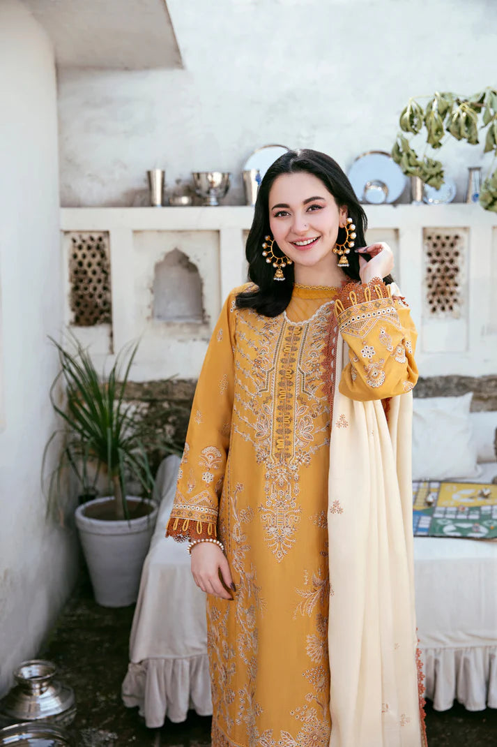 FLORENT-3PC DHANAK EMBROIDERED SHIRT WITH DHANAK EMBROIDERED SHAWL AND TROUSER -W.J-1788