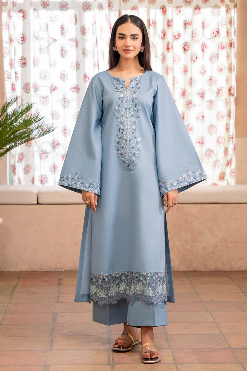 IZEL-2PC DHANAK EMBROIDERED SHIRT WITH DHANAK TROUSER-W.J-1812