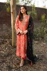 ANEELAS-3PC LAWN PRINTED SHIRT WITH SILK PRINTED DUPATTA AND TROUSER-W.J-048