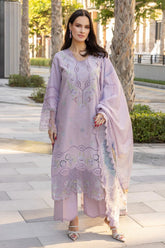 RANG RASIYA-3PC LAWN EMBROIDERED SHIRT WITH MONARK PRINT DUPATTA AND TROUSER-W.J-1656