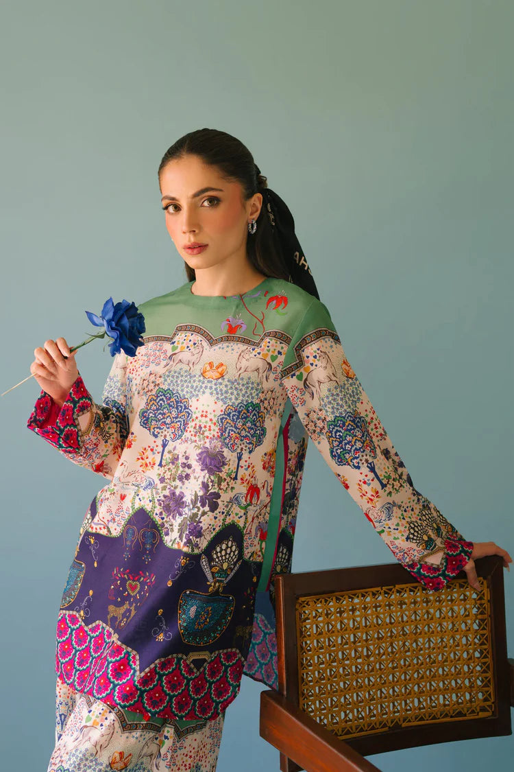 BRANDSINN-2PC SHAMOZE SILK PRINTED SHIRT & SHAMOZE SILK PRINTED TROUSER-W.J-1984