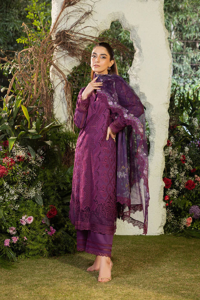 SOBIA NAZIR-3PC DHANAK CHIKAN EMBROIDERED SHIRT WITH COURTRAI PRINTED SHAWL AND TROUSER- W.J-1660