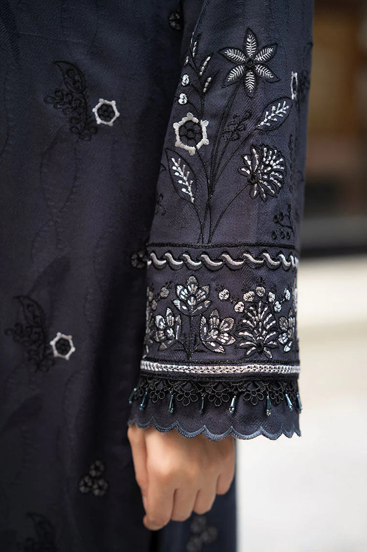 LIBAAS-3PC DHANAK EMBROIDERED SHIRT WITH DHANAK EMBROIDERED SHAWL & TROUSER_W.J-1899