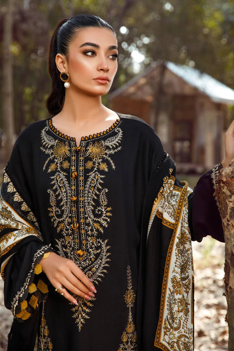 MARIA.B-3PC KHADDAR EMBROIDERED SHIRT WITH COURTRAI PRINTED SHAWL & TROUSER -W.J-1919
