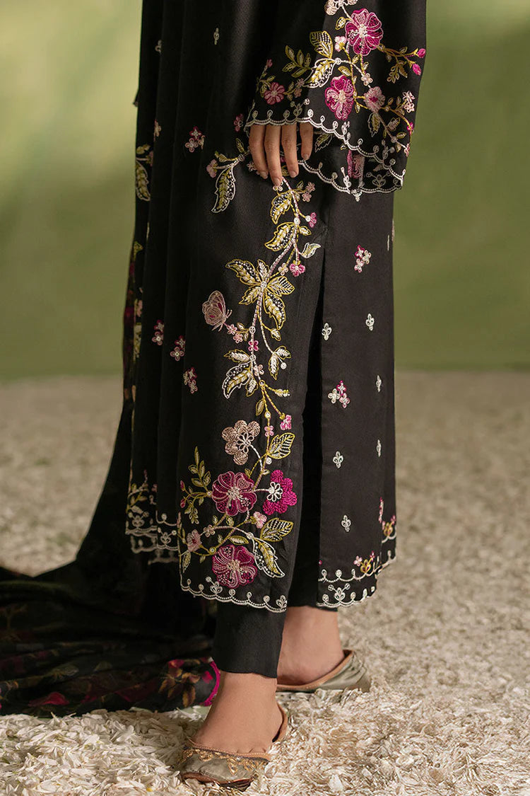 CROSS STITCH-3PC DHANAK EMBROIDERED SHIRT WITH COURTRAI PRINTED SHAWL AND TROUSER-W.J-2027