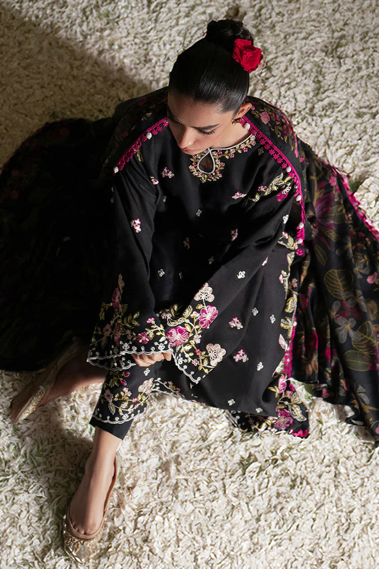 CROSS STITCH-3PC DHANAK EMBROIDERED SHIRT WITH COURTRAI PRINTED SHAWL AND TROUSER-W.J-2027