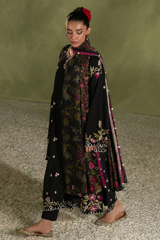 CROSS STITCH-3PC DHANAK EMBROIDERED SHIRT WITH COURTRAI PRINTED SHAWL AND TROUSER-W.J-2027