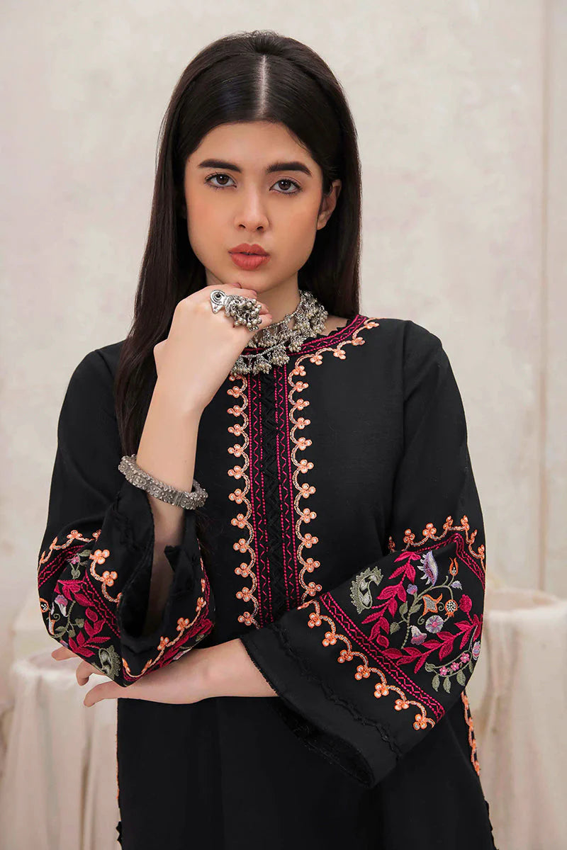 MUSHQ-2PC DHANAK EMBROIDERED SHIRT & EMBROIDERED TROUSER-W.J-1833