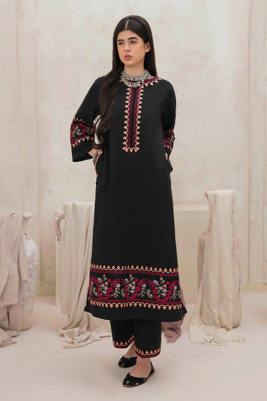 MUSHQ-2PC DHANAK EMBROIDERED SHIRT & EMBROIDERED TROUSER-W.J-1833