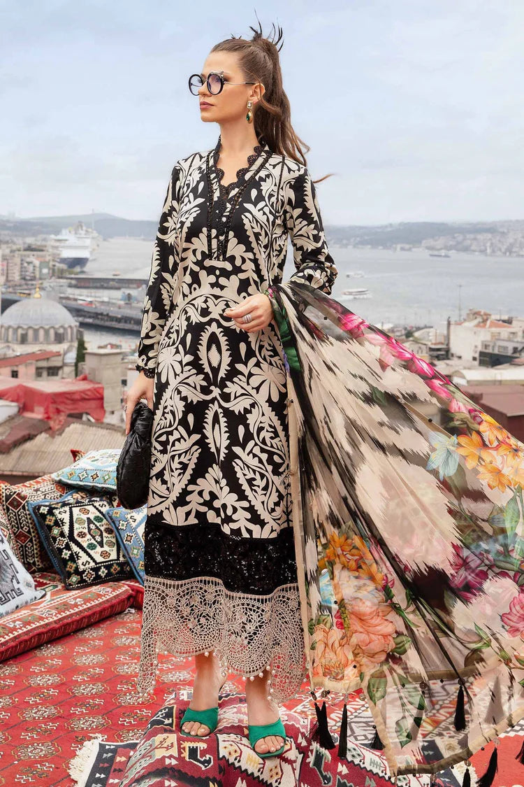MARIA.B-3PC KHADDAR PRINTED EMB SHIRT WITH KHADDAR PRINTED DUPATTA AND PRINTED TROUSER-W.J-1966