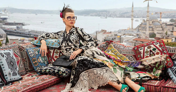 MARIA.B-3PC KHADDAR PRINTED EMB SHIRT WITH KHADDAR PRINTED DUPATTA AND PRINTED TROUSER-W.J-1966
