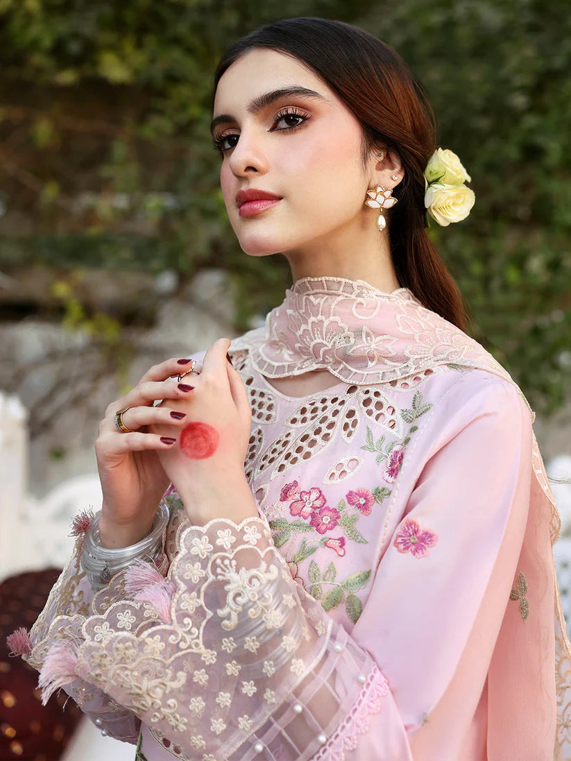 MAHNUR-3PC LAWN EMBROIDERED SHIRT WITH MONARK EMBROIDERED DUAPATTA AND TROUSER-W.J-1672