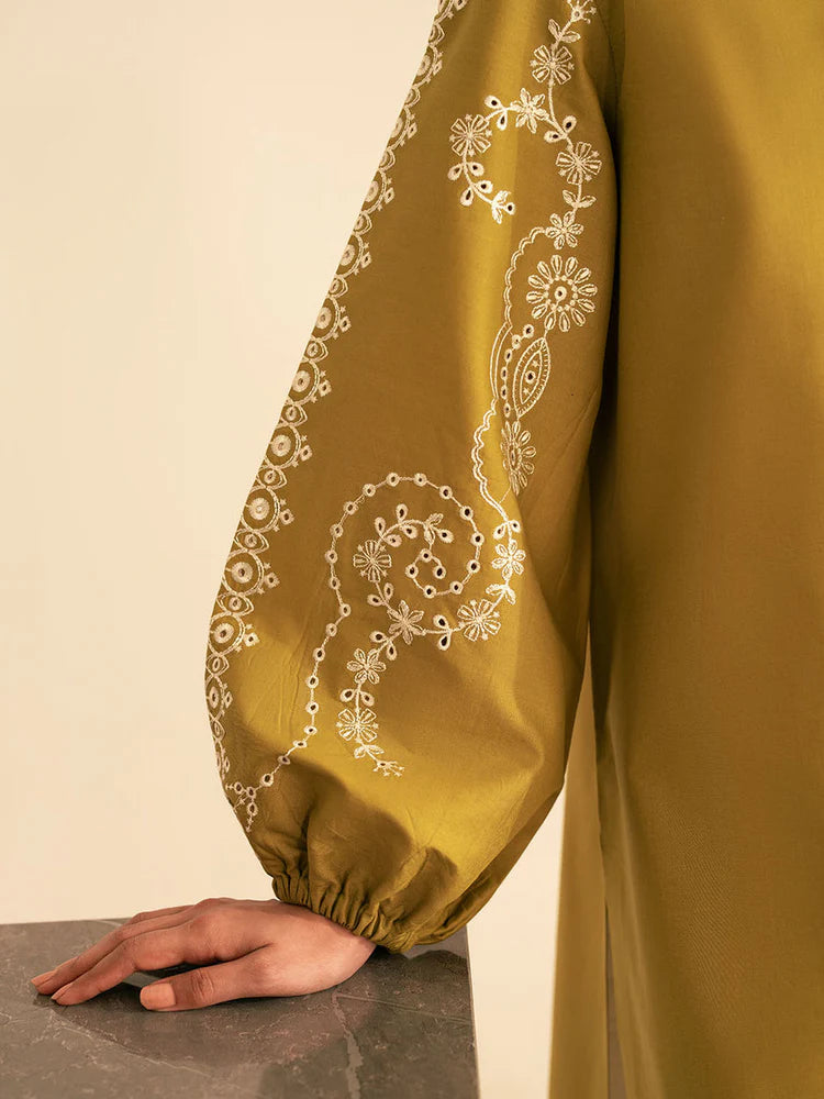 BATIK-2PC DHANAK EMBROIDRED SHIRT WITH DHANAK EMBROIDRED SLEEVES-WJ-1933