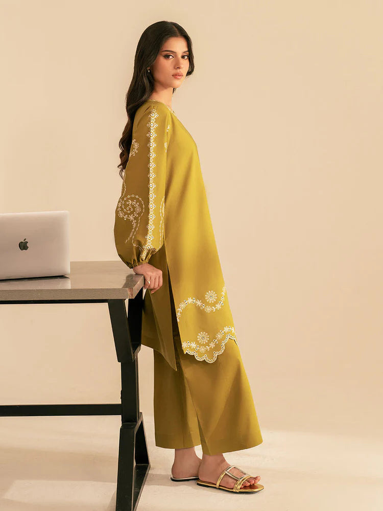 BATIK-2PC DHANAK EMBROIDRED SHIRT WITH DHANAK EMBROIDRED SLEEVES-WJ-1933