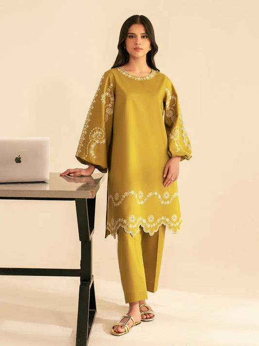 BATIK-2PC DHANAK EMBROIDRED SHIRT WITH DHANAK EMBROIDRED SLEEVES-WJ-1933