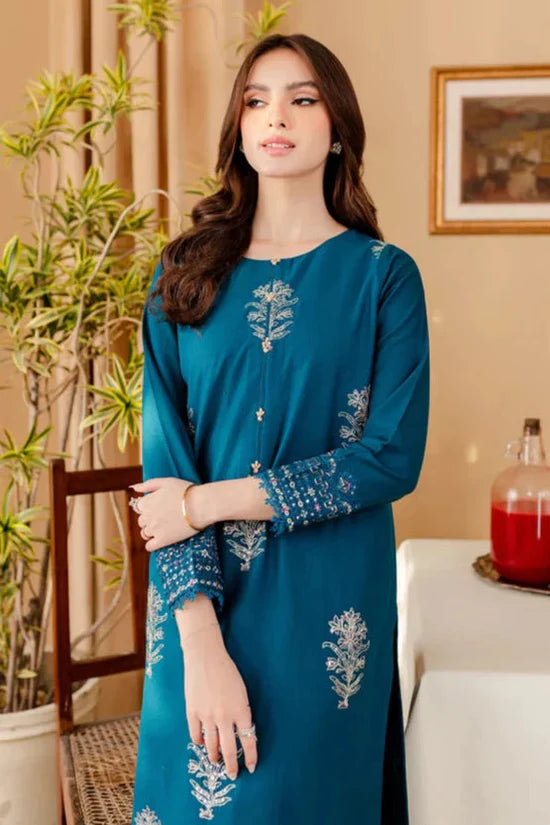 BATIK-2PC DHANAK SEQUIN EMBROIDRED SHIRT AND EMBROIDRED TROUSER-WJ-107