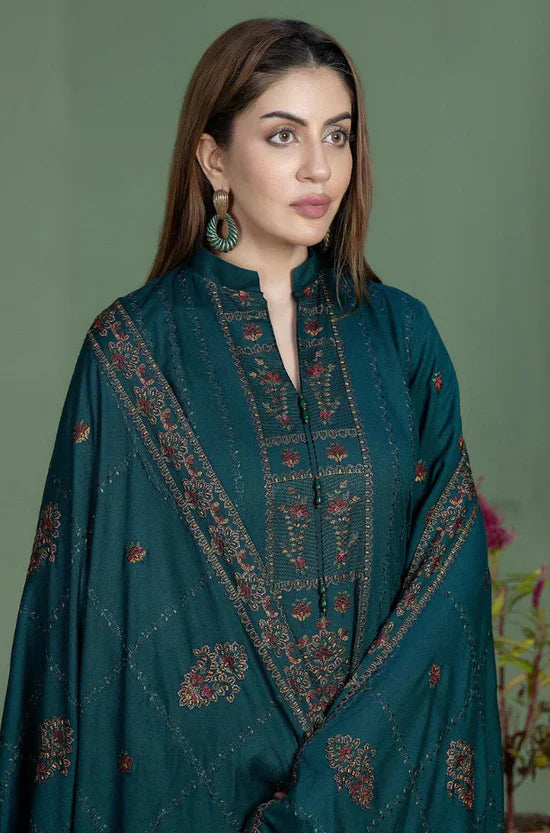 MOHAGNI-3PC KARANDI EMBROIDERED SHIRT WITH KARANDI EMBROIDERED SHAWL AND TROUSER-W.J-2015