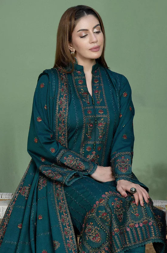 MOHAGNI-3PC KARANDI EMBROIDERED SHIRT WITH KARANDI EMBROIDERED SHAWL AND TROUSER-W.J-2015