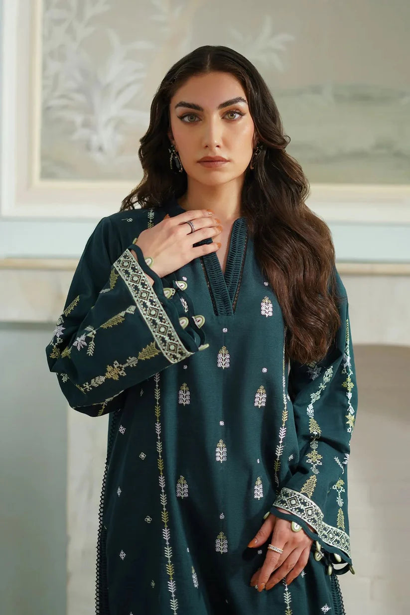 BATIK-3PC DHANAK EMBROIDERED SHIRT WITH DHANAK EMBROIDERED SHAWL & TROUSER-W.J-1825