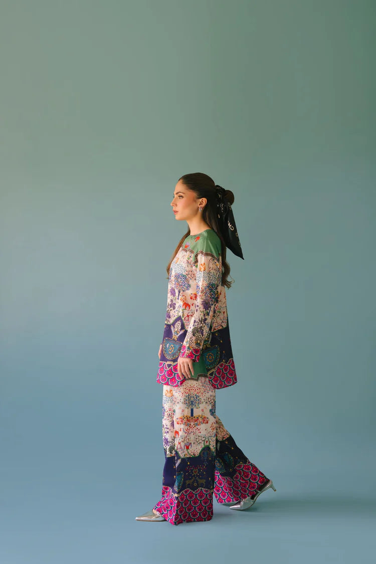 BRANDSINN-2PC SHAMOZE SILK PRINTED SHIRT & SHAMOZE SILK PRINTED TROUSER-W.J-1984